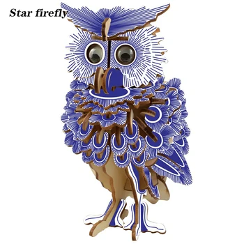 

DIY animal building blocks owl butterfly wooden building blocks educational toys for kids birthday gift children Christmas gift