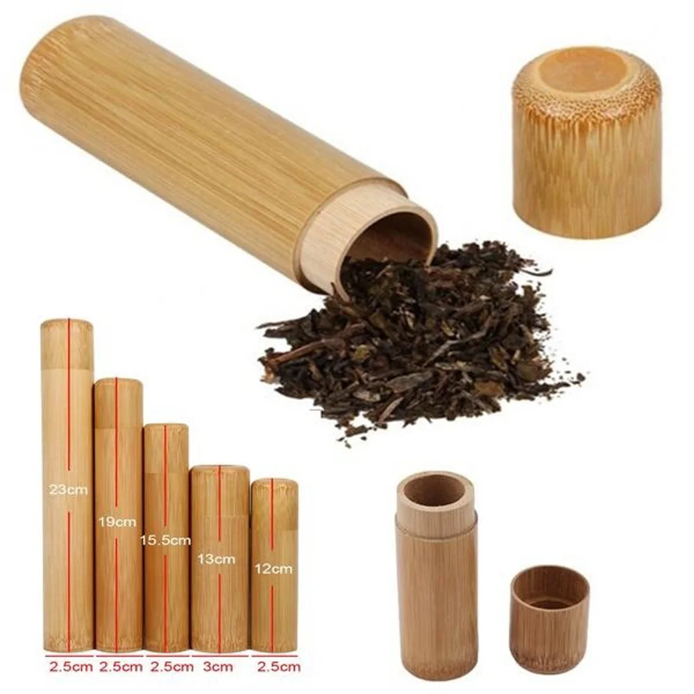 Eco-friendly Jar Portable Tea Canister Lid Handmade Natural Container Round Bamboo Storage Box Holder Tea Art Supplies tea tin box,tea canister