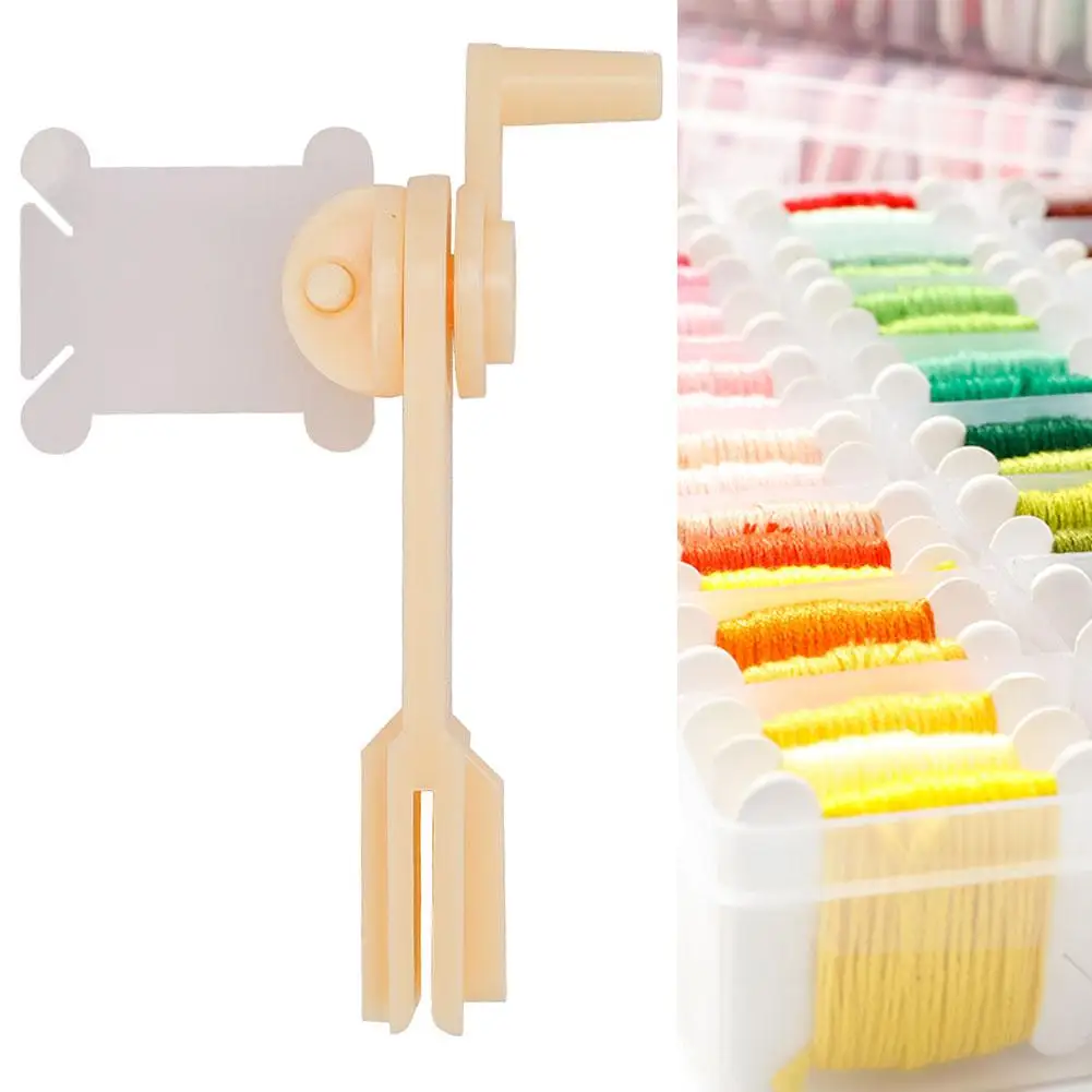 

1pc String Winder and 100pcs Thread Card Embroidery Plastic Thread Bobbins Floss for Storage Holder Winding Stitch Wound Tool
