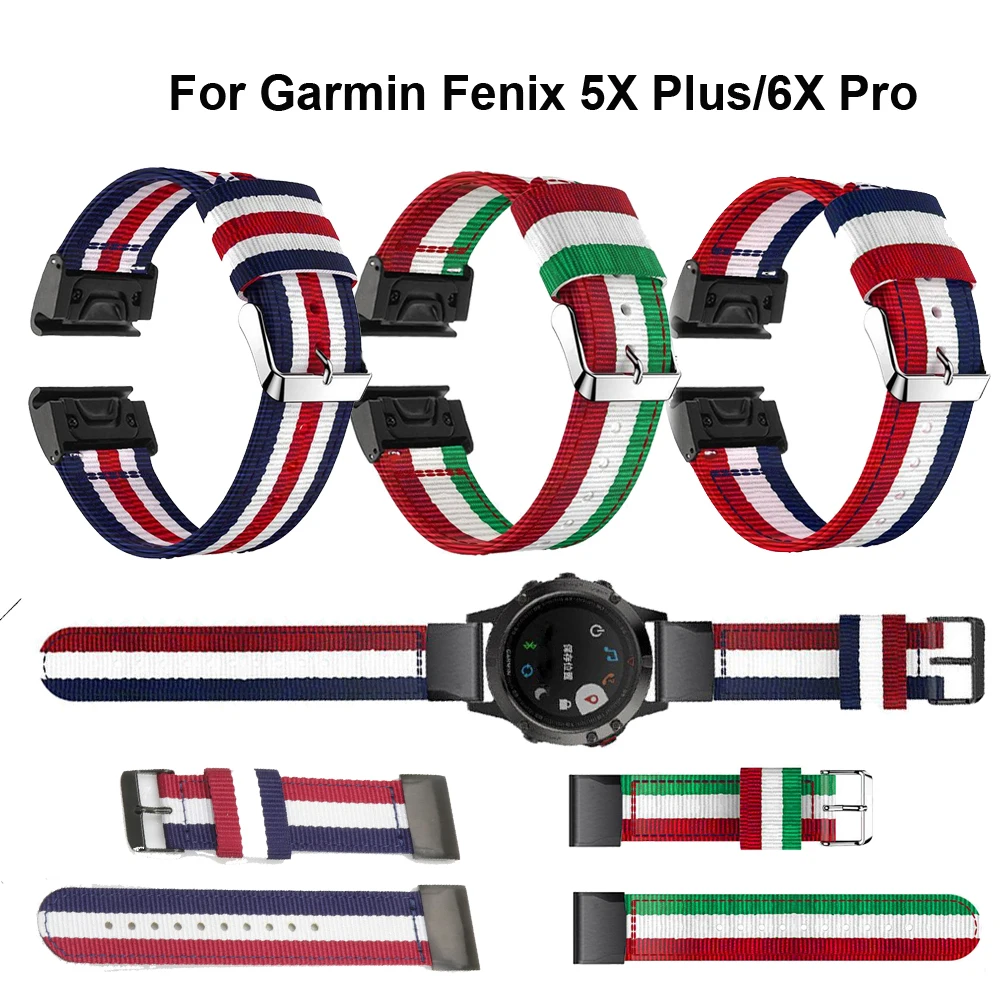 

26MM Replacement Watchband for Garmin Fenix 5X Plus 3 3HR for Fenix 6X 6X Pro Watch Quick Release nylon Easyfit Wrist Band Strap