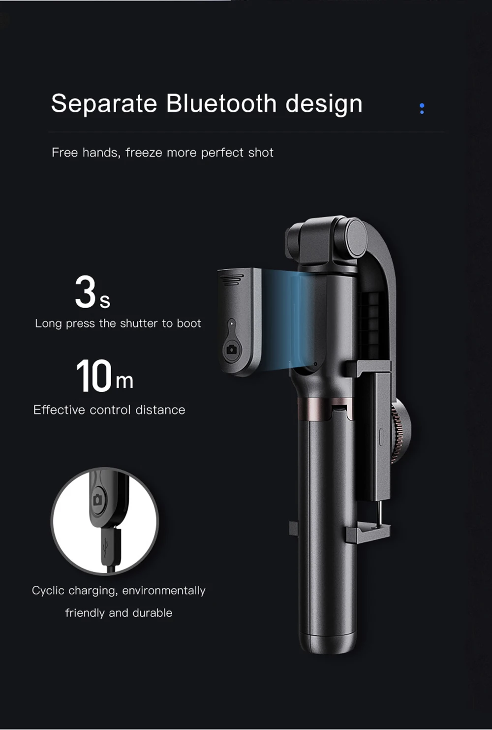 Bonola 3 in1 Handheld Gimbal Stabilizer Smartphone Selfie Stick Tripod For iOSAndroid Video Stabilizer For iPhone11ProSamsung (12)