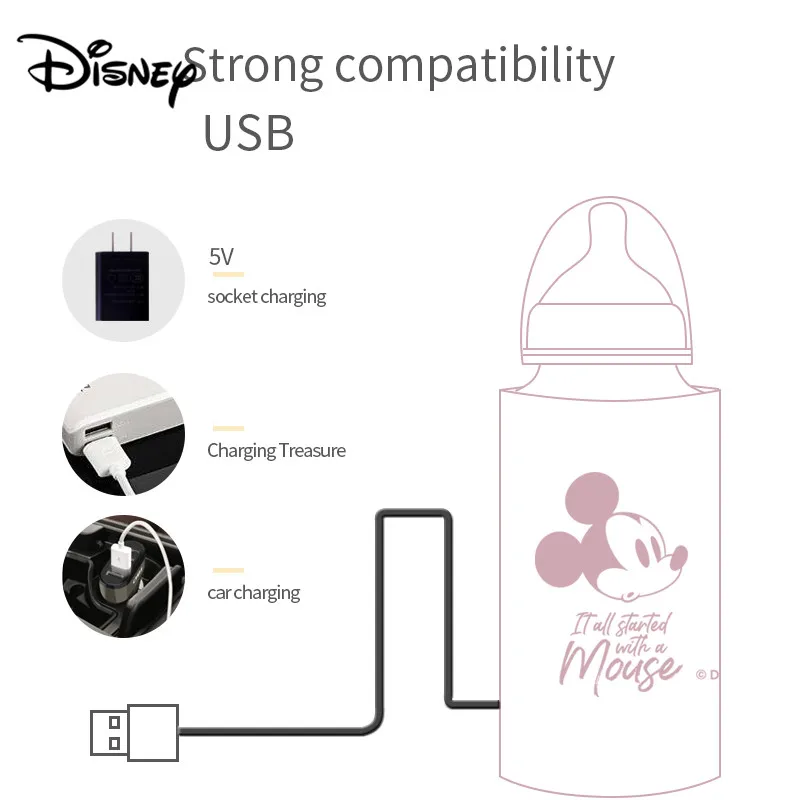 Disney bottle insulation set thermostat warm bag set winter out portable baby baby USB heating display temperature