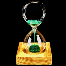 Дерево+ стекло+ железный порошок песок, железо цветение магнитные Песочные часы с упаковкой песочные часы 13,5*5,5 см деревянное сиденье подарок