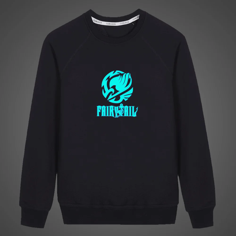 Fluorescent Luminous Anime Fairy Tail Natsu Children Sweatshirt Men Autumn Coat Unisex Hoodie boy Casual Crewnecks