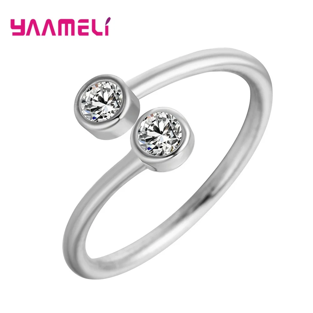 Factory Price Authenic S925 Sterling Silver Charms Crystal Simple Classic Adjustable Open Rings For Women Girls Lovers Jewelry | Украшения