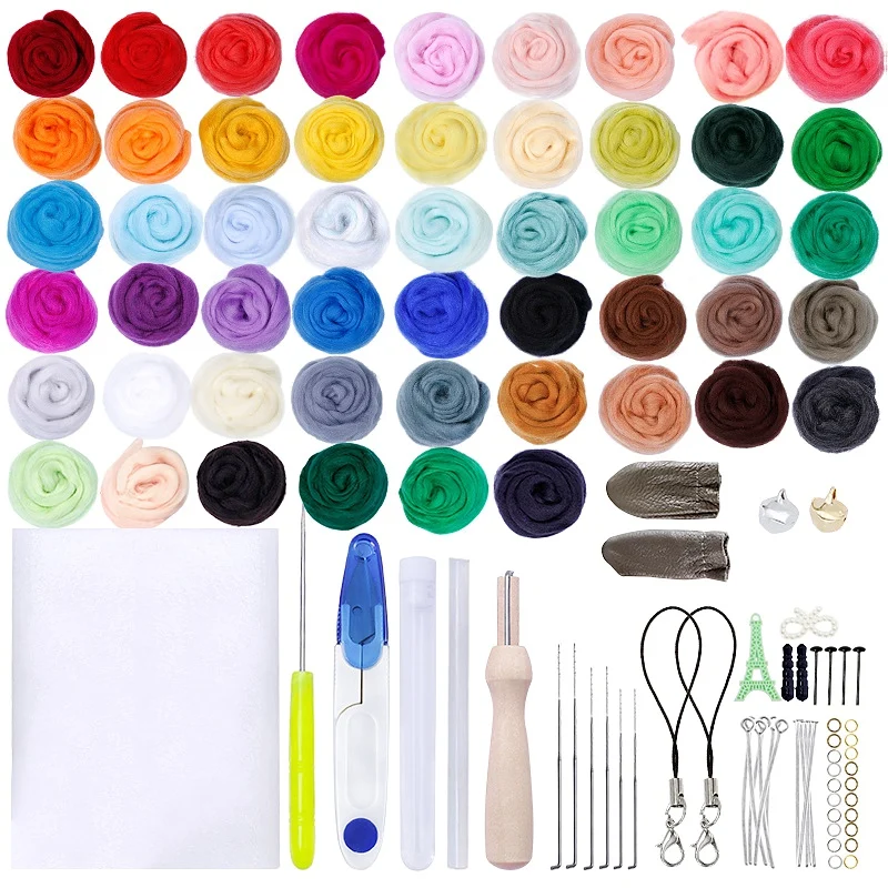 

NEW Wool Strips Wool Felt Poke Material Package 50 Colors 5 G Manual DIY Needle Felt Wet Felt