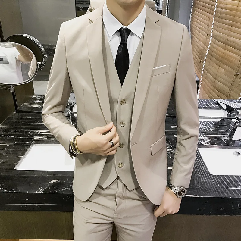 MEN'S Suit Set Three-piece Set Slim Fit Going to Work Business Business Formal Wear Suit Groomsmen Group Groom Marriage Formal D MEN'S Suit Set Three-piece Set Slim Fit Going to Work Business Business Formal Wear Suit Groomsmen Group Groom Marriage Formal D