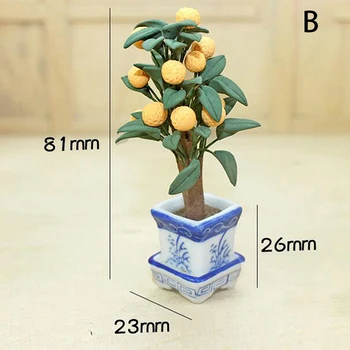 

1:12 Doll House Miniature Orange Tree in Pot Model Decoration Accessories
