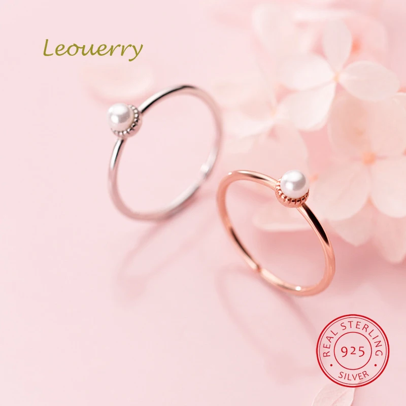 

Leouerry 925 Sterling Elegant Ashell Pearl Open Rings Women Engagement Wedding Finger Pearl Ring Fine Silver Jewelry
