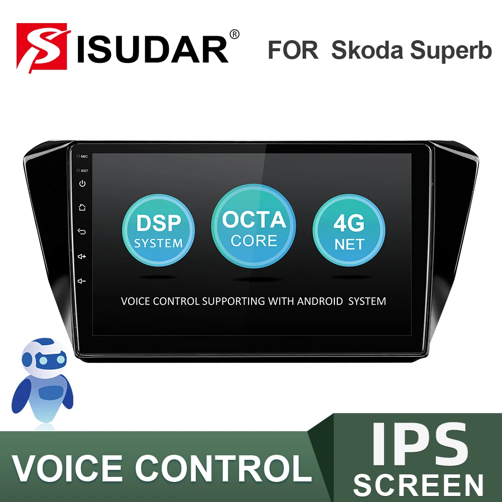 

ISUDAR V57S Android Autoradio For Skoda Superb 3 2016- Car Radio with Screen GPS Stereo System CANBUS Voice Control FM No 2 Din