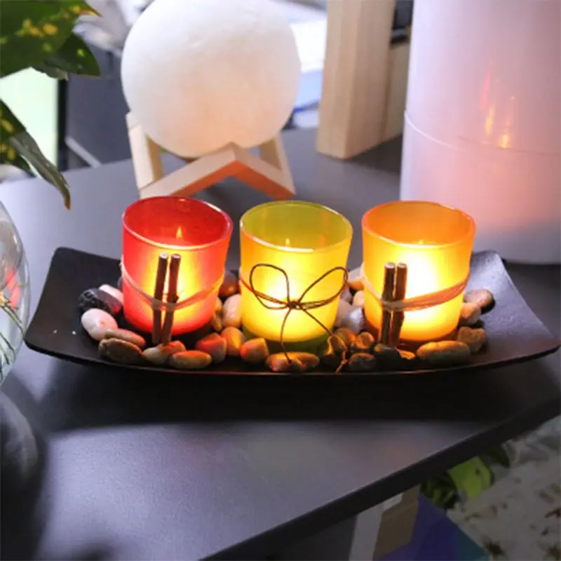 Натуральный Candlescape набор 3 декоративные подсвечники камней и лоток
