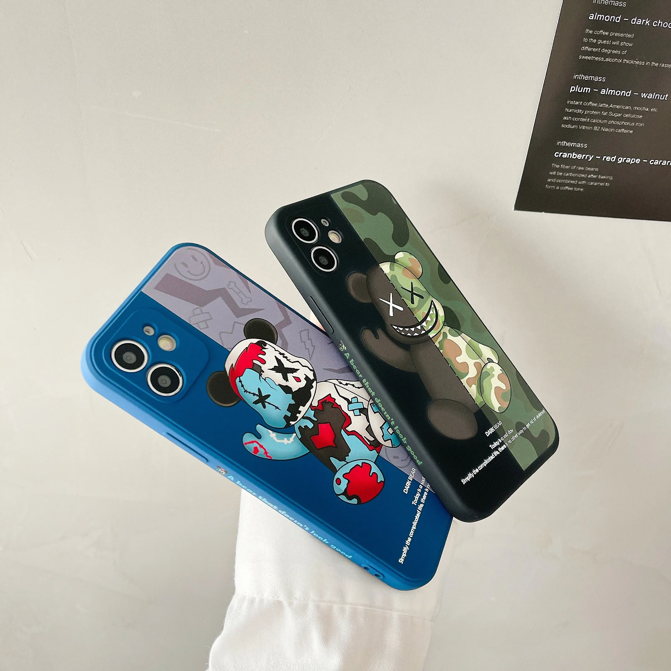Fashion Side Liquid Gloomy Bear Case For iPhone 11 12 13 Pro Max Mini 7 8 Plus XR X XS MAX Trend Original INS Luxury Cover