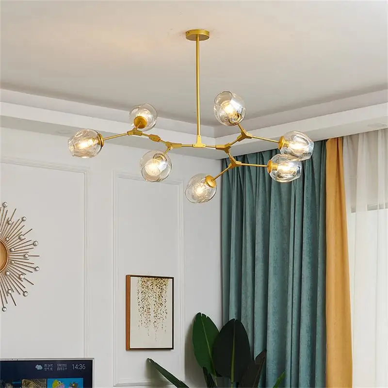 

Nordic glass chandelier modern metal chandelier lighting living room villa interior ceiling lighting kitchen fixture lighting