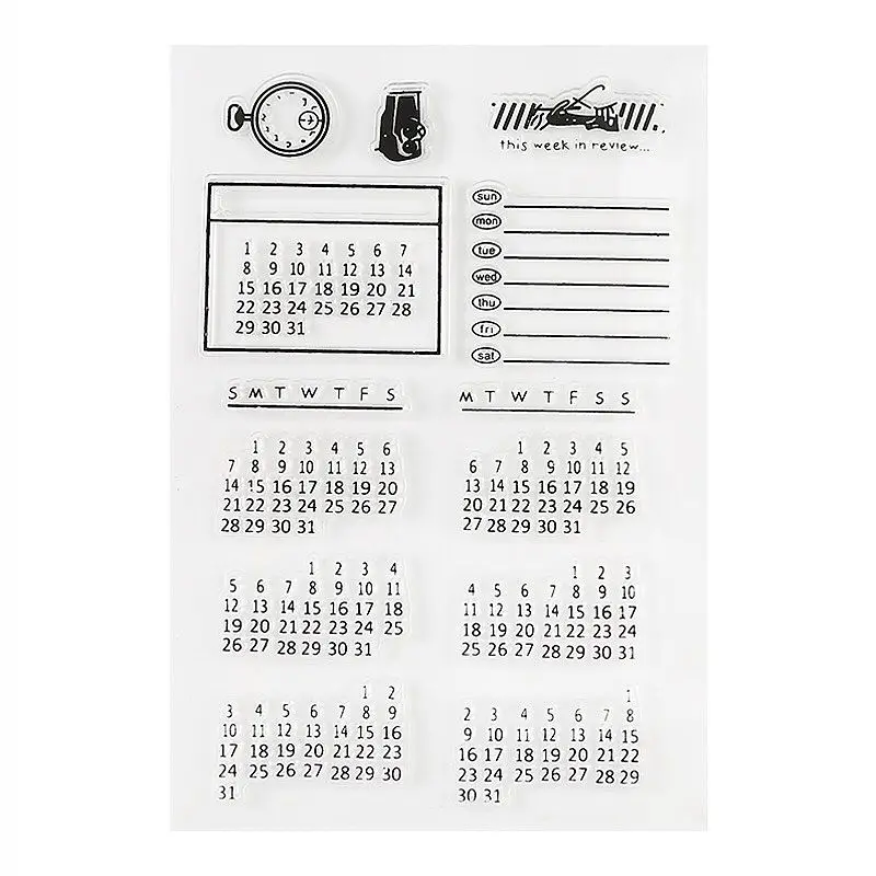 Stamps & Ink Pads KWELLAM Words Calendar Week Month January December