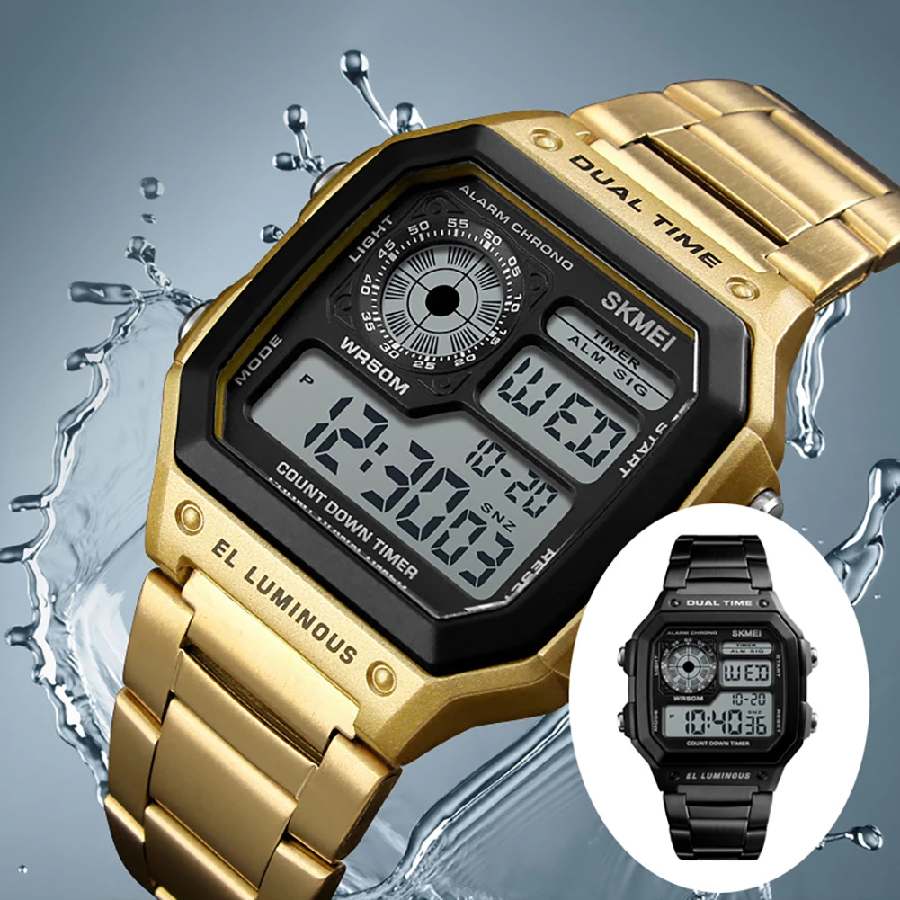 Модные мужские спортивные цифровые часы с квадратным циферблатом, водонепроницаемые деловые офисные наручные часы, мужские цифровые часы relogio, новинка Mas-culino