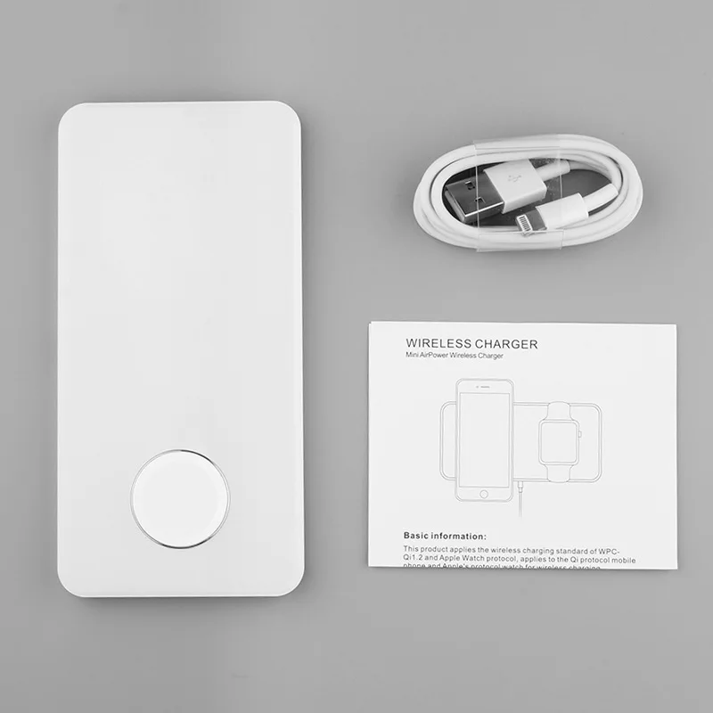 

10W AirPower Wireless Fast Charging Pad with USB Cable For iPhone 8 8 Plus X iWatch Magnetic Induction Charger for Samsung Note