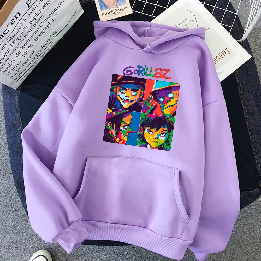 Толстовка с капюшоном и принтом музыкальной группы в стиле аниме Gorillaz для мужчин