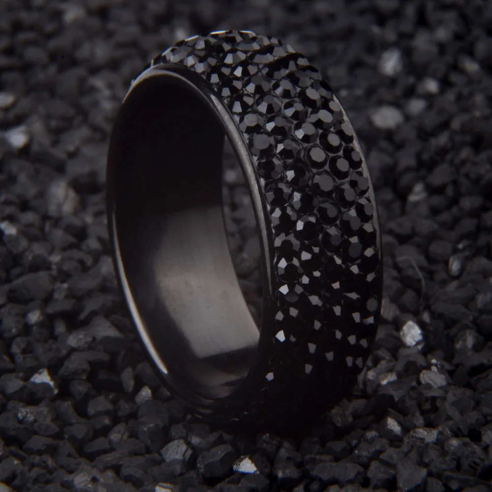 Stainless Steel Crystal Ring For Men Women Jewelry Gift