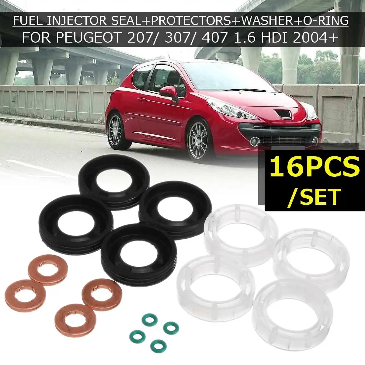 WASHER FUEL INJECTOR SEAL ORING SET FITS 1.6 TDCi//HDi MANIFOLD SEAL