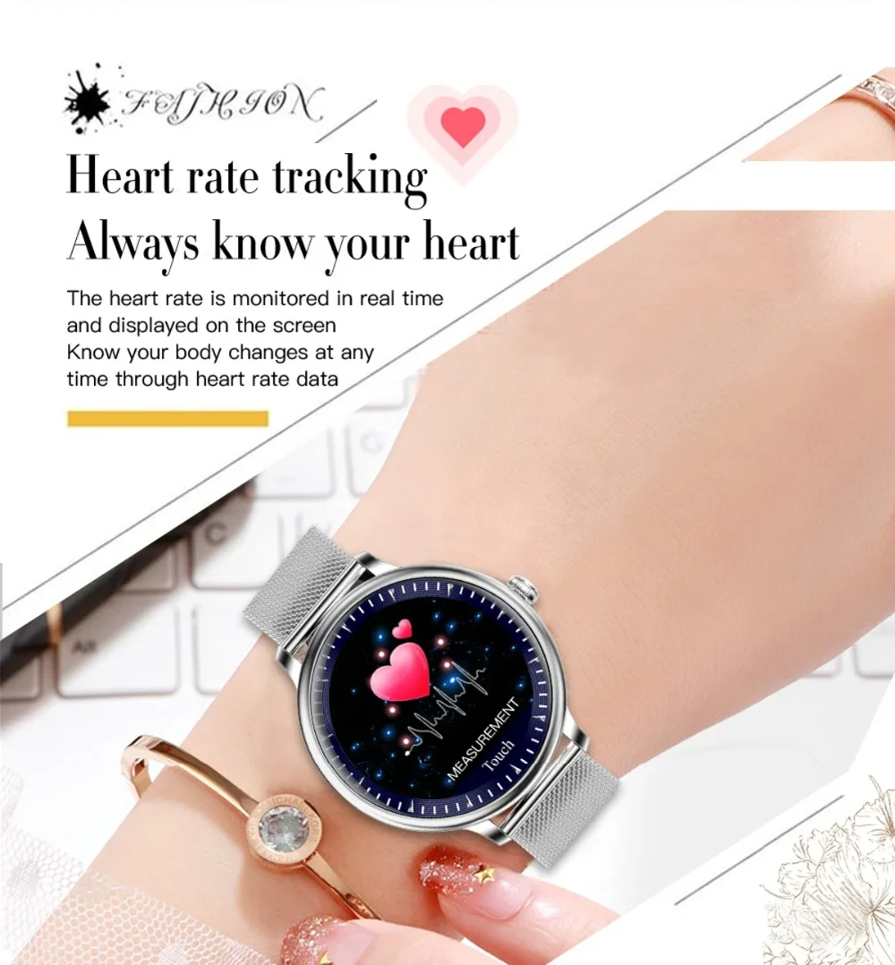 LEMFO Women Smart Watch Heart Rate Monitor Physiological Reminder IP67 Waterproof Smartwatch Women Men for Android IOS