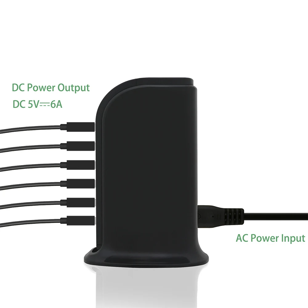 Универсальное быстрое зарядное устройство и usb-разветвитель с 6 портами, зарядная док-станция для быстрой зарядки, многоцелевой переходник для путешествий, настенная розетка для США, ЕС, Великобритании