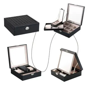 

Solid Color Woodiness environmental PU leather Jewelry Box N58F