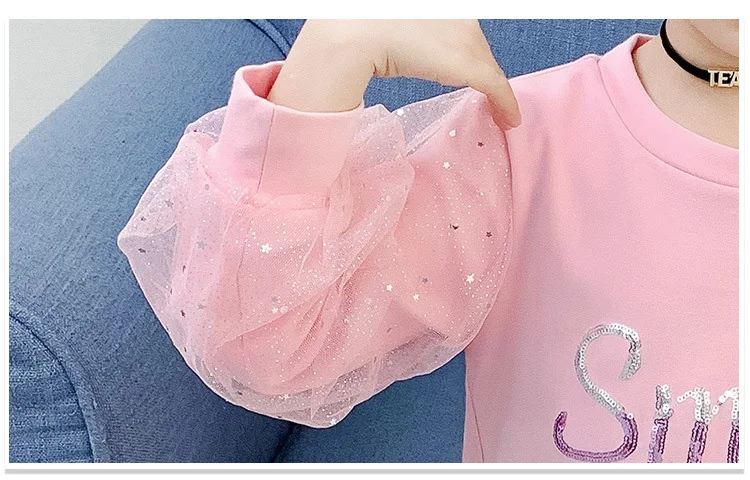 Boutique Kid Clothing 2020 Spring Little Girls School Dress Cotton O neck Sweater Dress Pink Long Sleeve Letter Dresses for Teen (6)