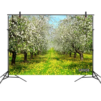 

Spring Photography Backgrounds Fruit Tree Garden Blooming Flower Meadow Children Photographic Backdrops Props For Photo Studio