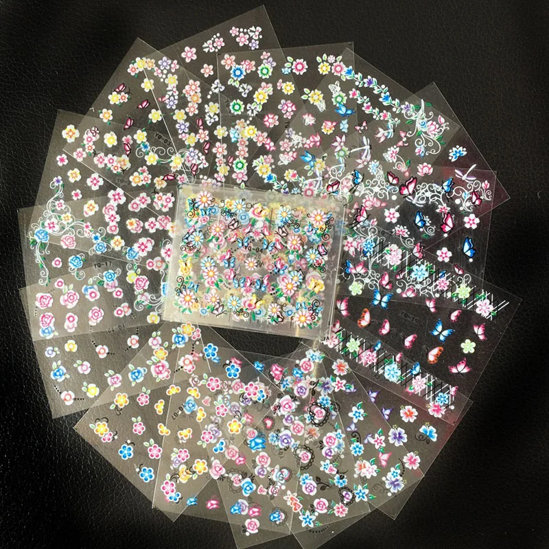 

10/20/50sheet small fresh Nail Sticker Nails Accessoires Manicure Material Removable Nagel Stickers Nails Water Decal Flowers