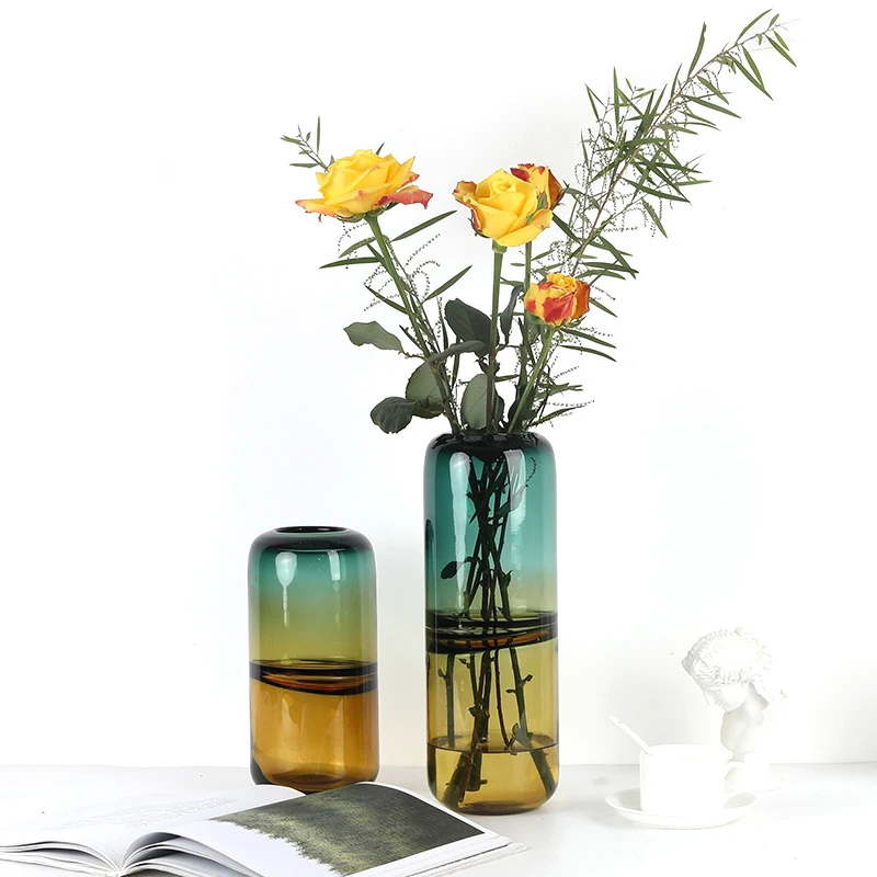 

Vase European Creative Color Matching Glass Vase Flowers Dried Flowers Flower Arrangement Living Room Hotel Gardening Products