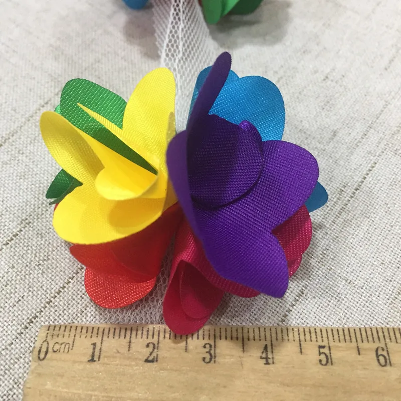 3D Chiffon Flowers 33 color 2 Yard 5cm Width lace trim flower lace ribbon decoration clothes accessories