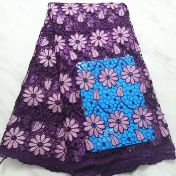 

african cord lace fabric with beads nigerian lace fabrics african lace fabric 5yards guipure lace fabric for party dress PL-E169