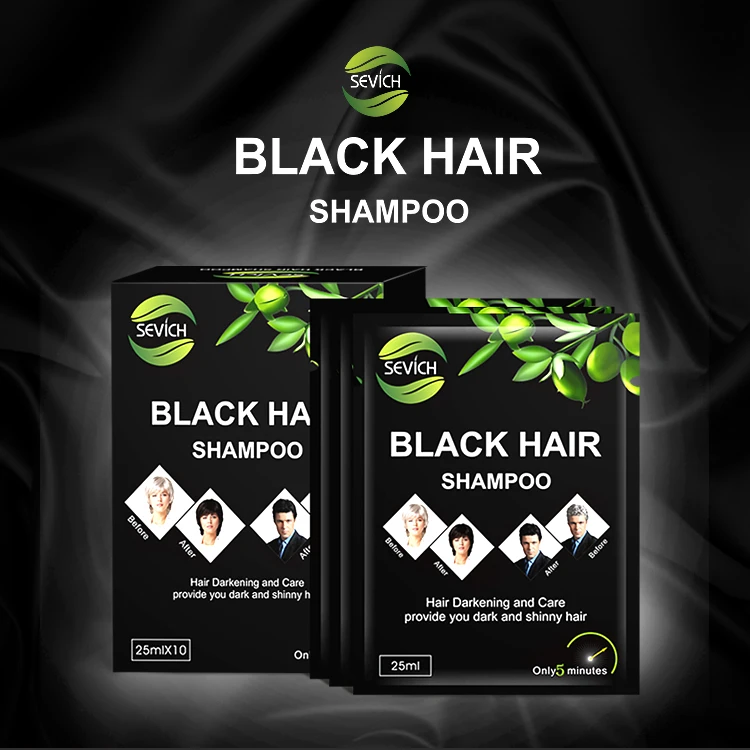 Sevich 10 pcs/lot Instant Black Hair Shampoo Make Grey and White Hair Darkening Shinny in 5 Minutes Make Up Hair Color Shampoo