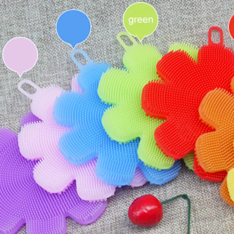 Green flower Многофункциональная щетка для чистки посуды, силиконовая чаша, чистка посуды, чистящие средства, Бытовая кухонная утварь - Цвет: Green flower