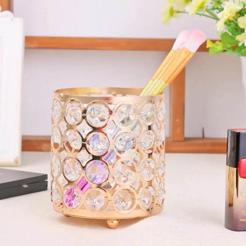 Vintage Makeup Brushes Storage Box High-quality Convenient Multi-function Delicate European Crystal Jewelry Cosmetics Organizer