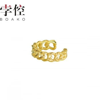 

BOAKO Retro Chain Twist Clip Earring 925 Sterling Silver Earrings For Women Fashionable Silver Jewelry Zircon Earring Brincos