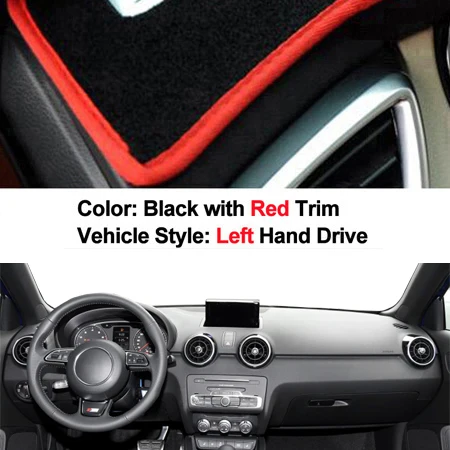 LHD Red Car Auto Dashboard Cover Dash Mat Carpet Cape For Audi A1 2012 2013 LHD RHD Auto Dashmat Protector Pad - Название цвета: LHD Red