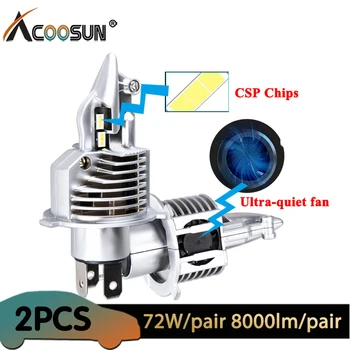 

2PCS Fighter Foco H4 Led Bulbs Car Motorcycle Headlight 72W 12V 24V 6000K Super Led H4 Car headlight Bulbs lampada Led H4 8000LM