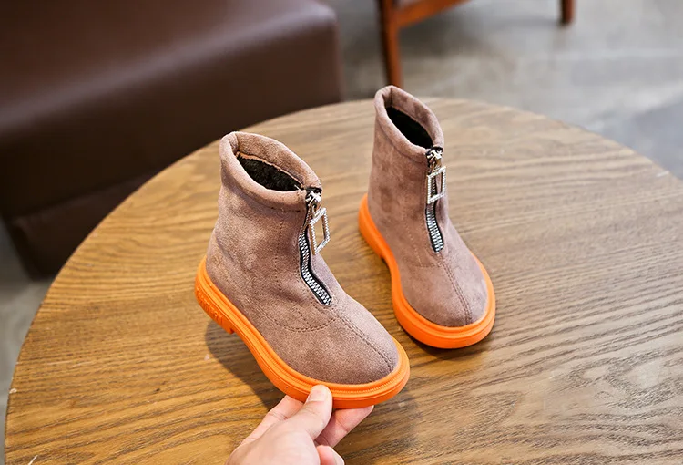 New Winter Kids Martin Boots Children Flock Mid Calf Boots Baby Girls Warm Shoes Boy Brand Boots Fashion Casual Boot