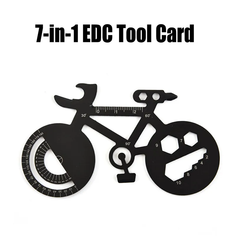 

7 IN 1 Multi-purpose Bike Repair spoke wrench Mountain Bicycle Repairing Tools Card Camping Tool Funny Bicycle Shape Wrench