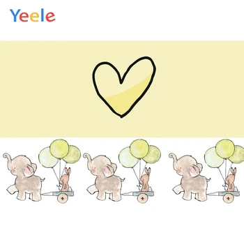 

Yeele Baby Shower Cute elephant Balloon Heart Shape Photography Backdrops Personalized Photographic Background For Photo Studio