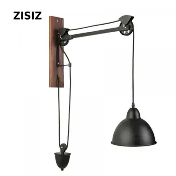 

Lamparas American Loft Retro LED Wall Lamp Solid Wood Cafe Bar Restaurant Black Wall Sconces Lighting Fixtures