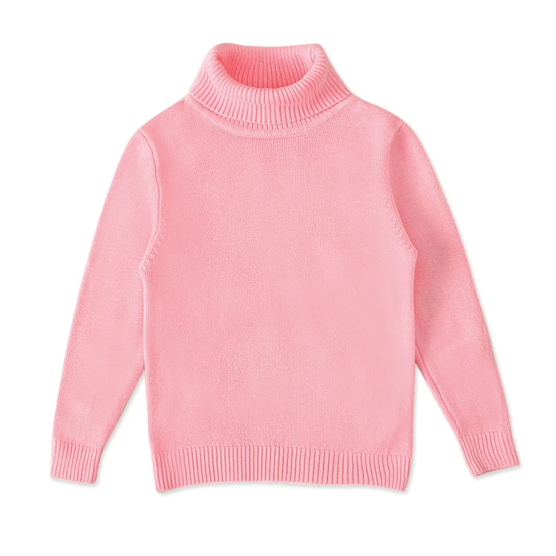 Модный однотонный зимний свитер с длинными рукавами для мальчиков и девочек пуловер с высоким воротником детская одежда свитер для малышей