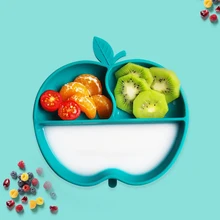 Alimentación de bebé de silicona de la placa de la cena una pieza Red placas niños aperitivos bandeja de comida no ventosa antideslizante taza tazón para los niños