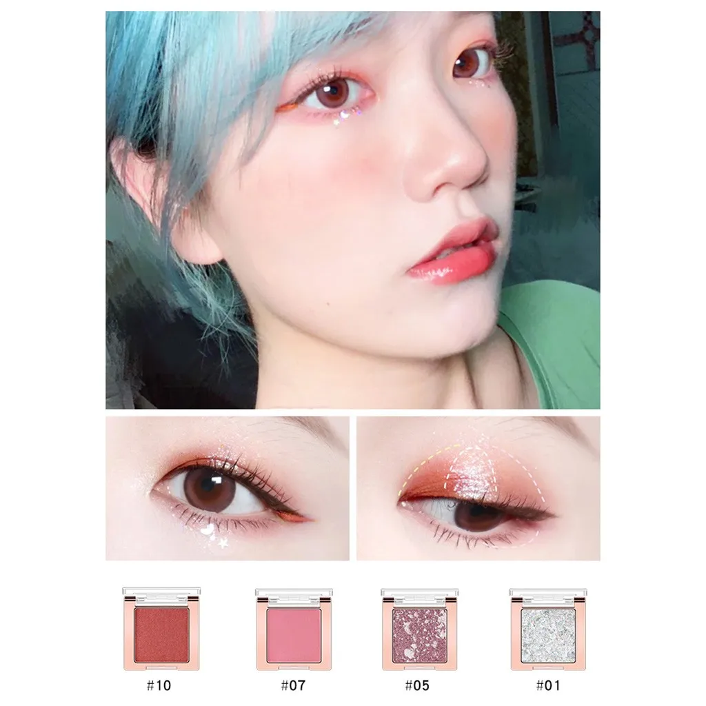 Блестящие тени для век Shimmer Eyeshadow водонепроницаемые монохромные кончики пальцев Cool Trend Eye Shadow Makeup 10 групп цветов