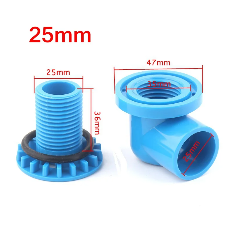 1pc PVC 20mm 25mm Fish Tank Connector Aquarium Elbow Straight Joint Water Tank Drainage Aquarium Water Inlet Outlet