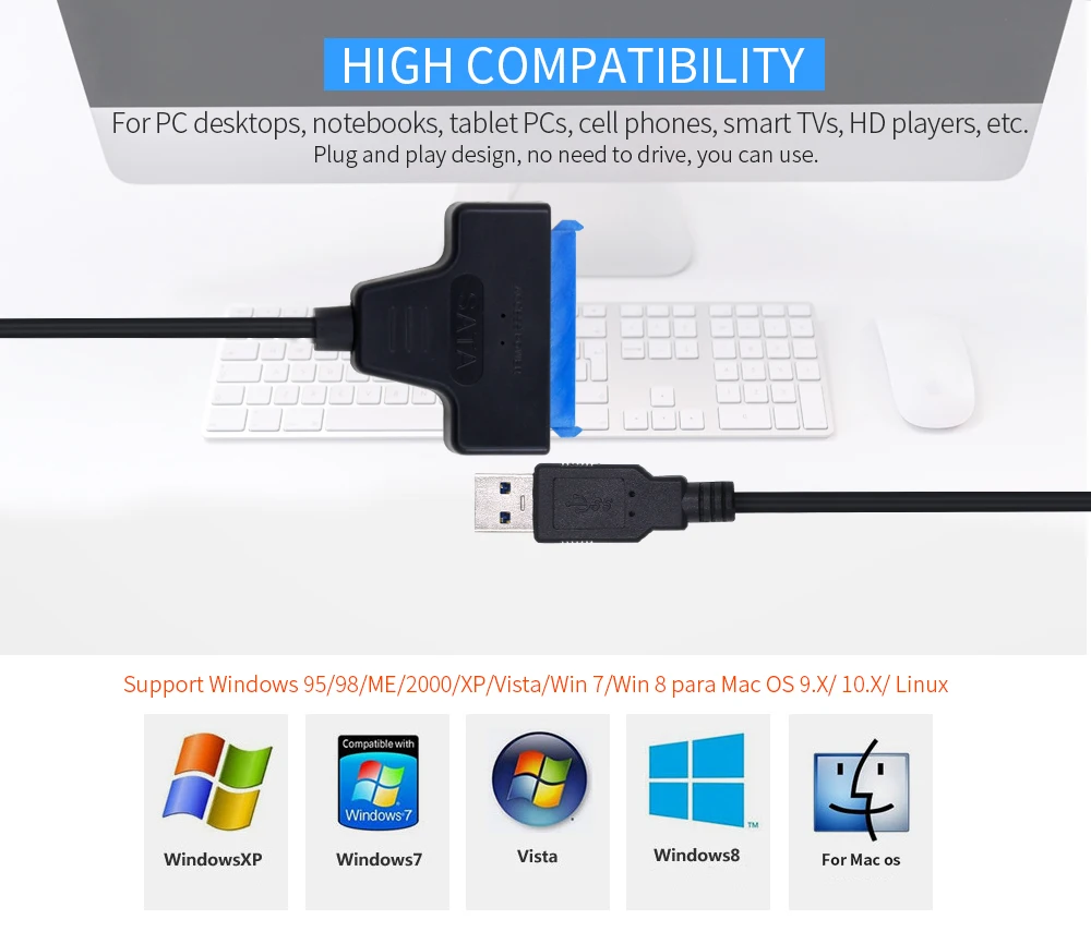 Конвертер/разъем SATA USB Type C/USB3.0 к Sata адаптер с поддержкой 2 5 дюймового внешнего