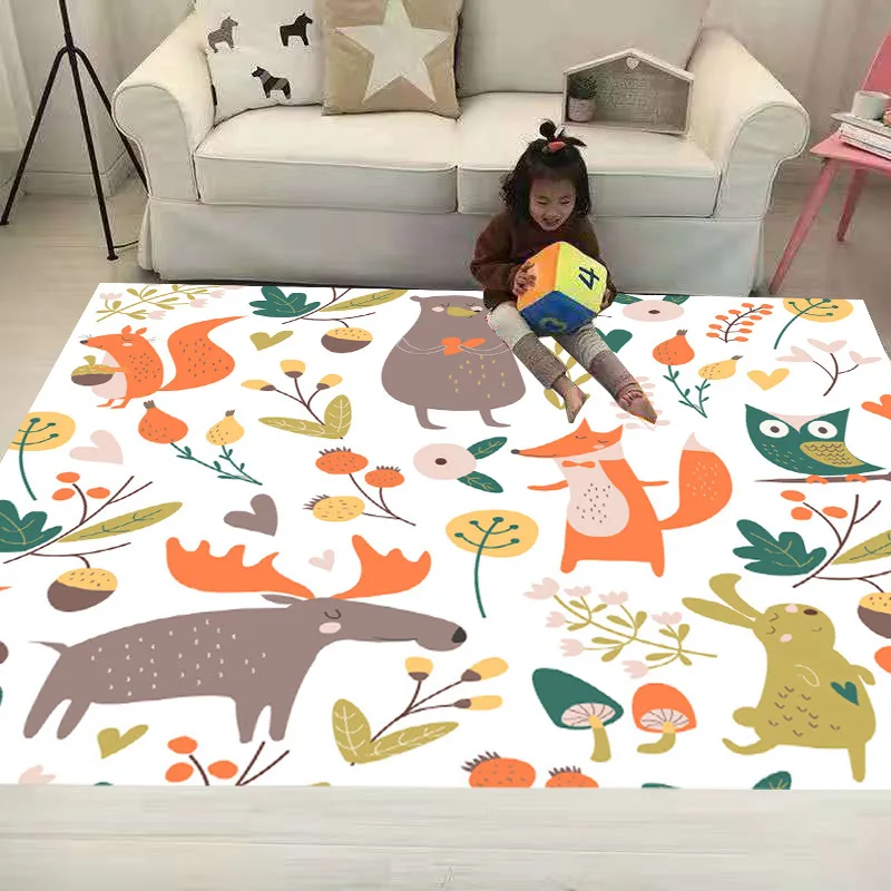 Funny Elk/Fox/Rabbit/Owl Carpet Square Anti-Skid Area Floor Mat 3D Rug Non-slip Mat Dining Room Living Soft Carpet Kids Mat miniature city street carpet square anti skid area floor mat 3d rug non slip mat dining room living soft carpet kids mat 04