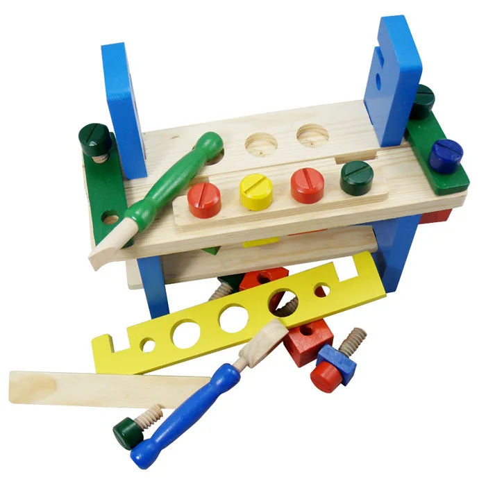 Многофункциональная способность деревянные игрушки Маленькая смешанная партия английская верстак игрушка-конструктор YX053