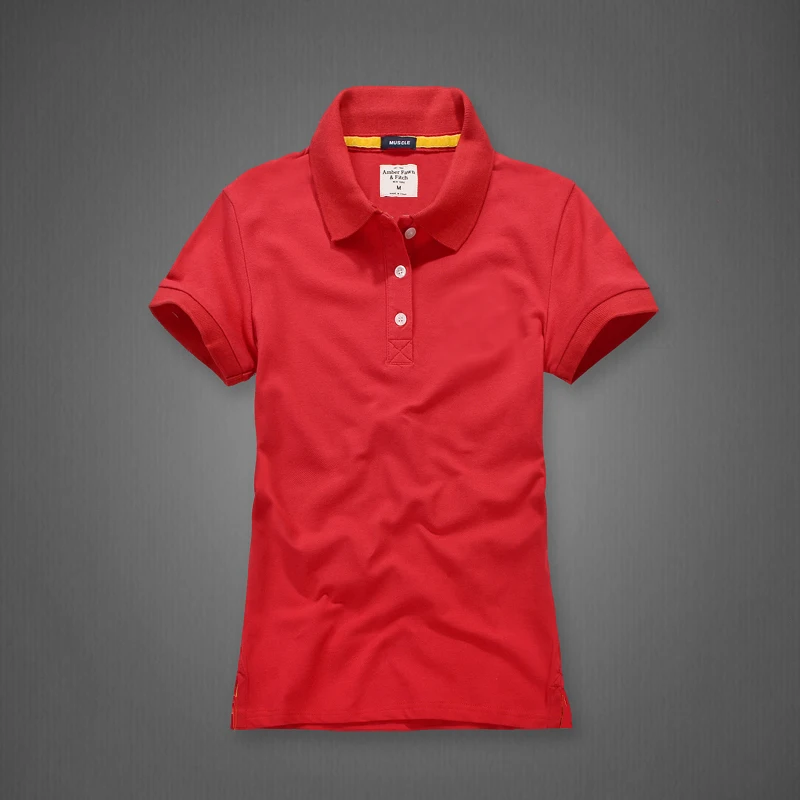 Хлопковая рубашка поло с отворотом и коротким рукавом, 3XL 4XL, женская летняя рубашка для спорта и отдыха, afs hollistic wome, рубашка поло облегающего размера плюс - Цвет: Red solid color